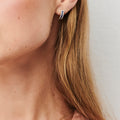 Solid Gold Sapphire and Round Diamond Hoop Earrings