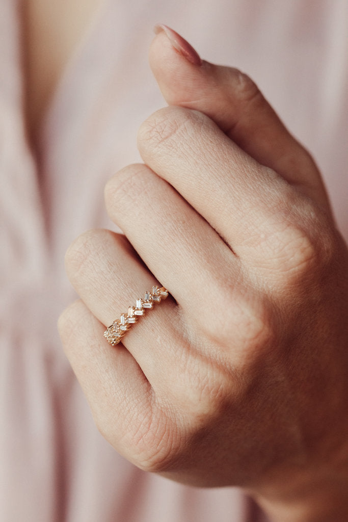 Solid Gold Baguette Diamond Ring (EB06F1)