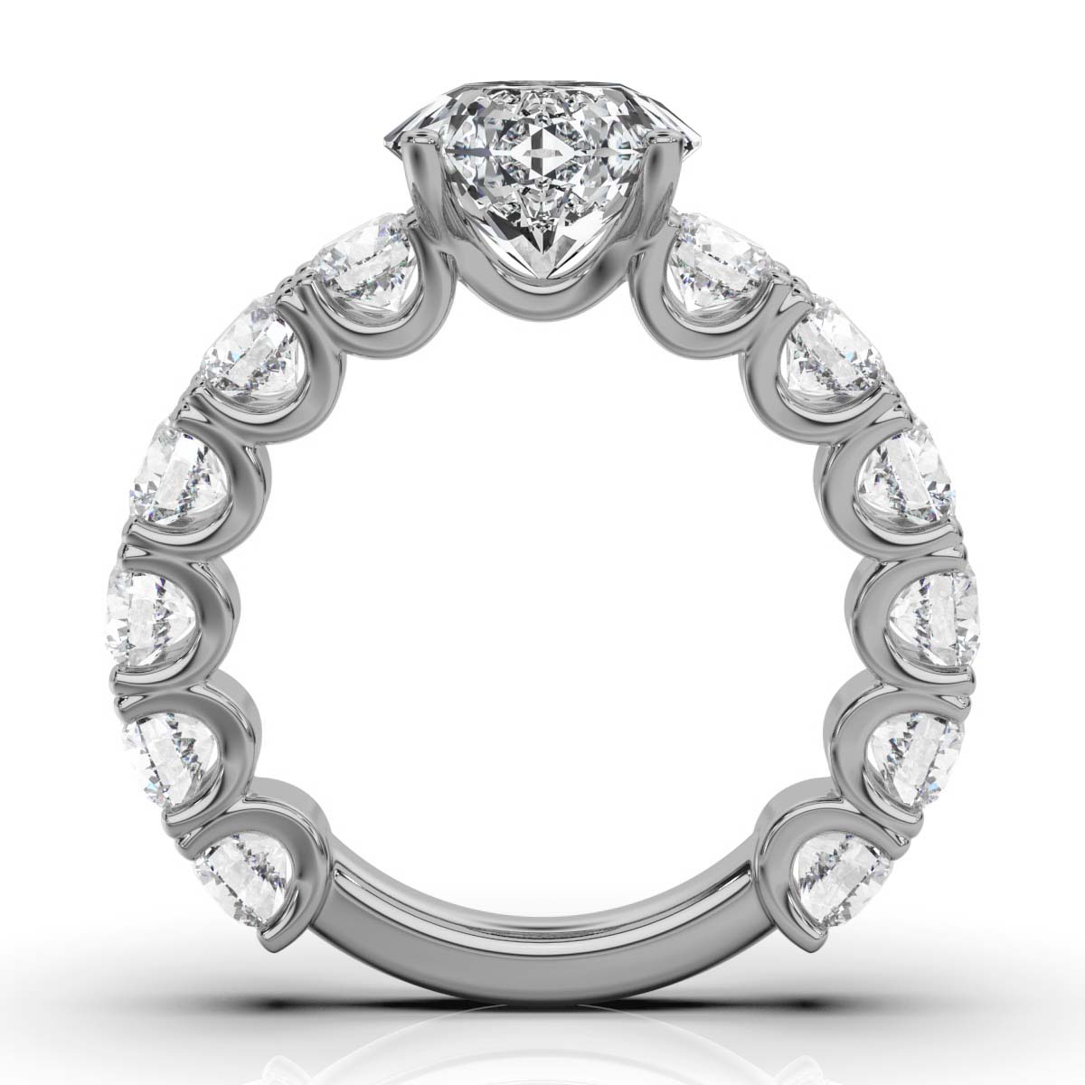 Solid Gold U Shape Lab Grown Diamond Engagement Ring