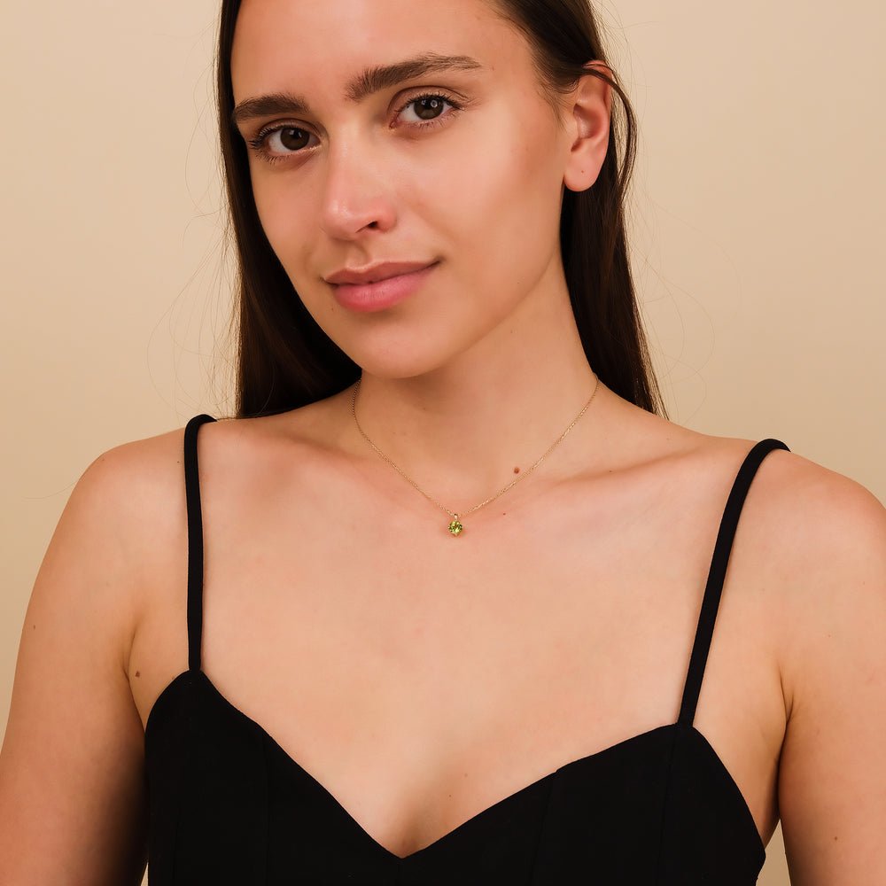Solid Gold Peridot Necklace (C86FC0)