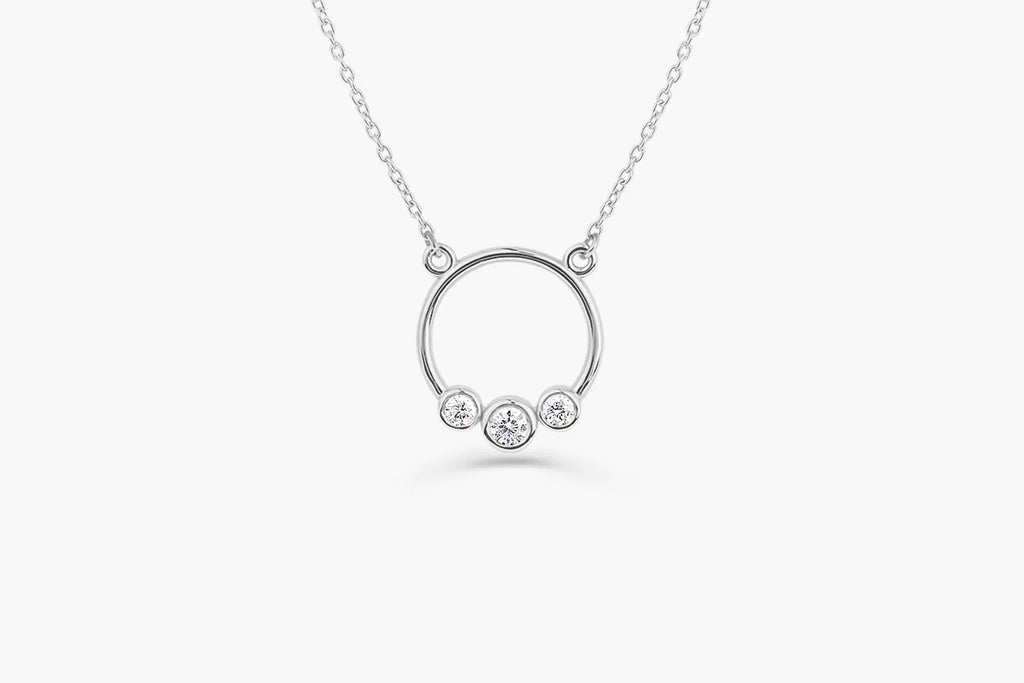 Graduated Trio Bezel Moissanite Circle Necklace, photo 5