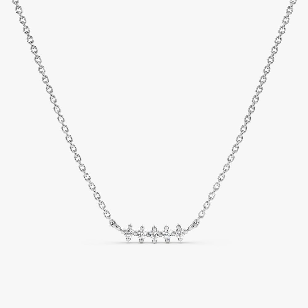 Solid Gold Diamond Bar Pendant Necklace (844DA0)