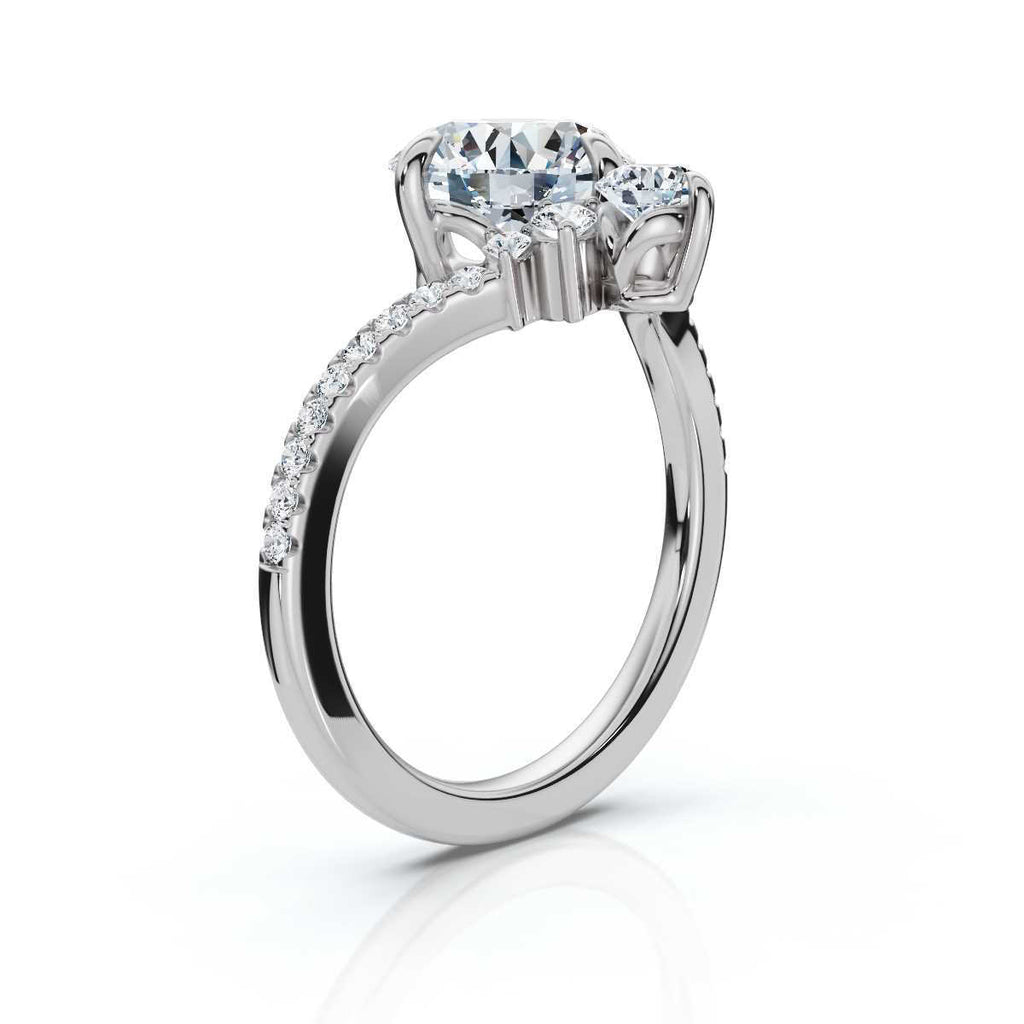 18K Solid Gold 2.5 CT Round Lab Grown Diamond Ring