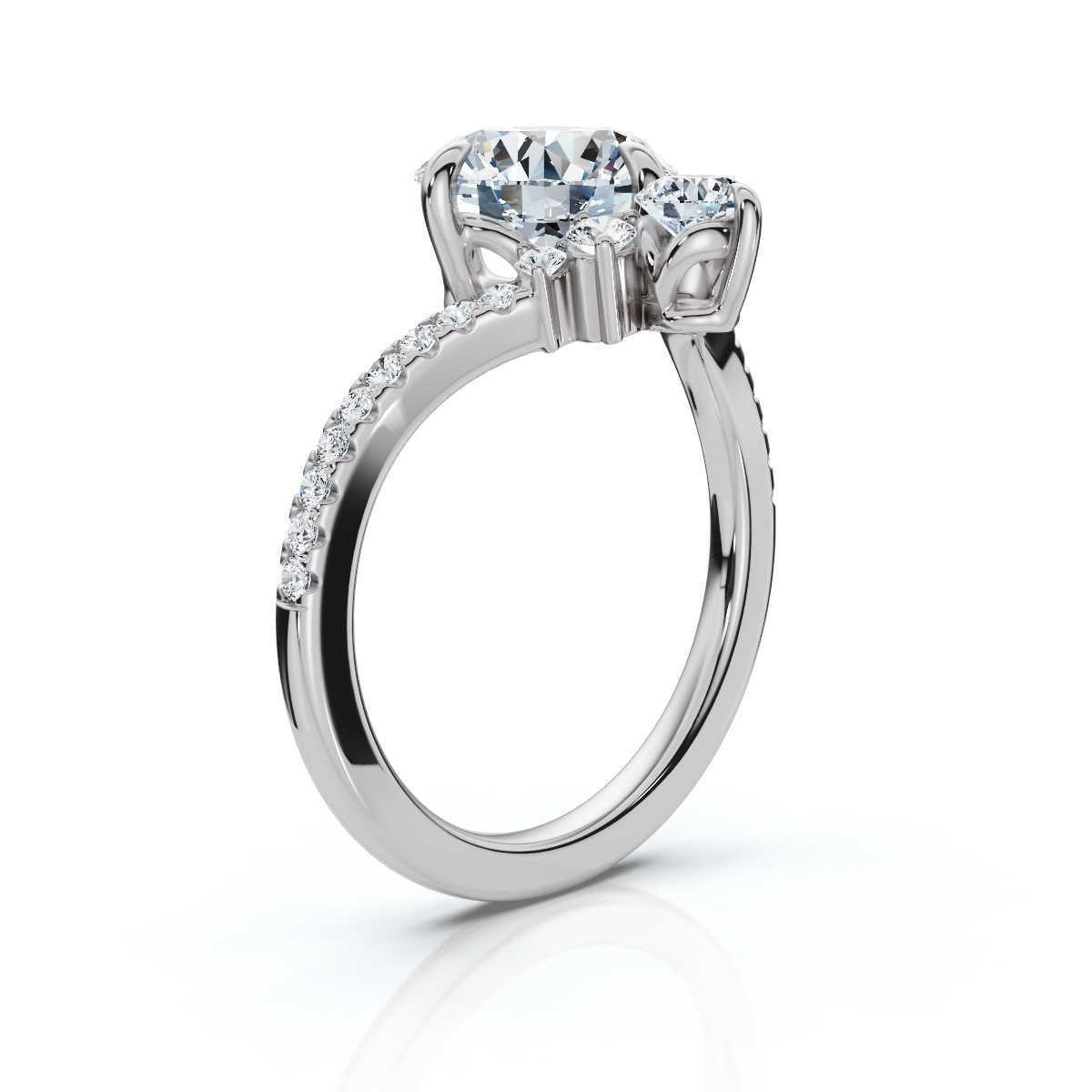 18K Solid Gold 2.5 CT Round Lab Grown Diamond Ring