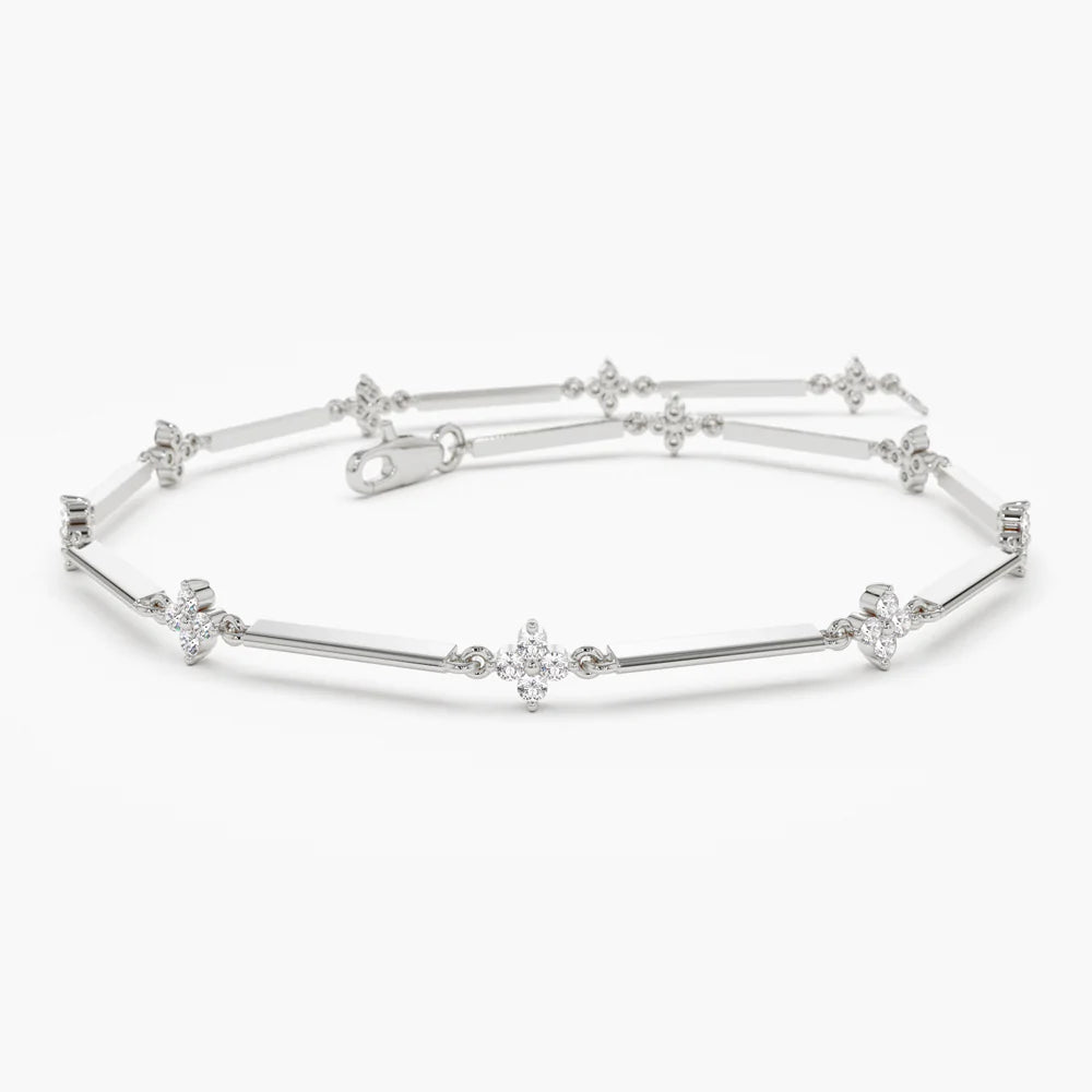 Solid Gold Clover Setting Diamond Infinity Bracelet