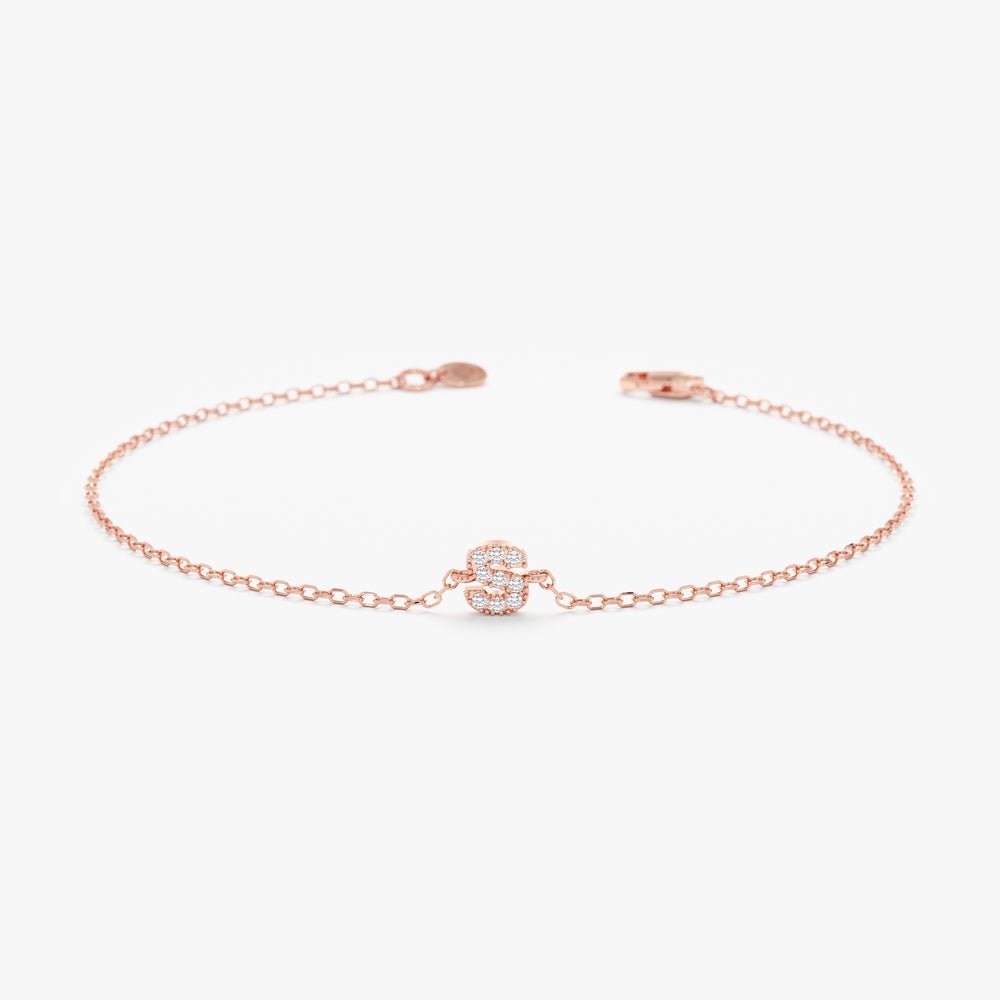 Solid Gold Diamond Initial Bracelet (7CB065)
