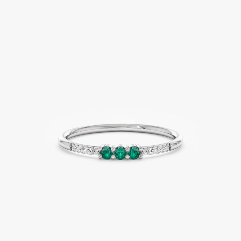 Solid Gold Natural Emerald and Diamond Ring (713CAC)