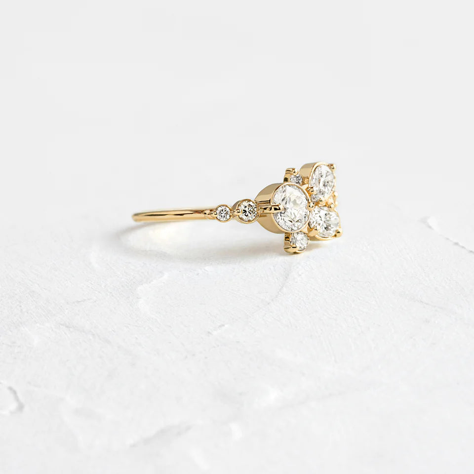 Solid Gold Stars at Eventide Ring , Moissanite Diamond Ring