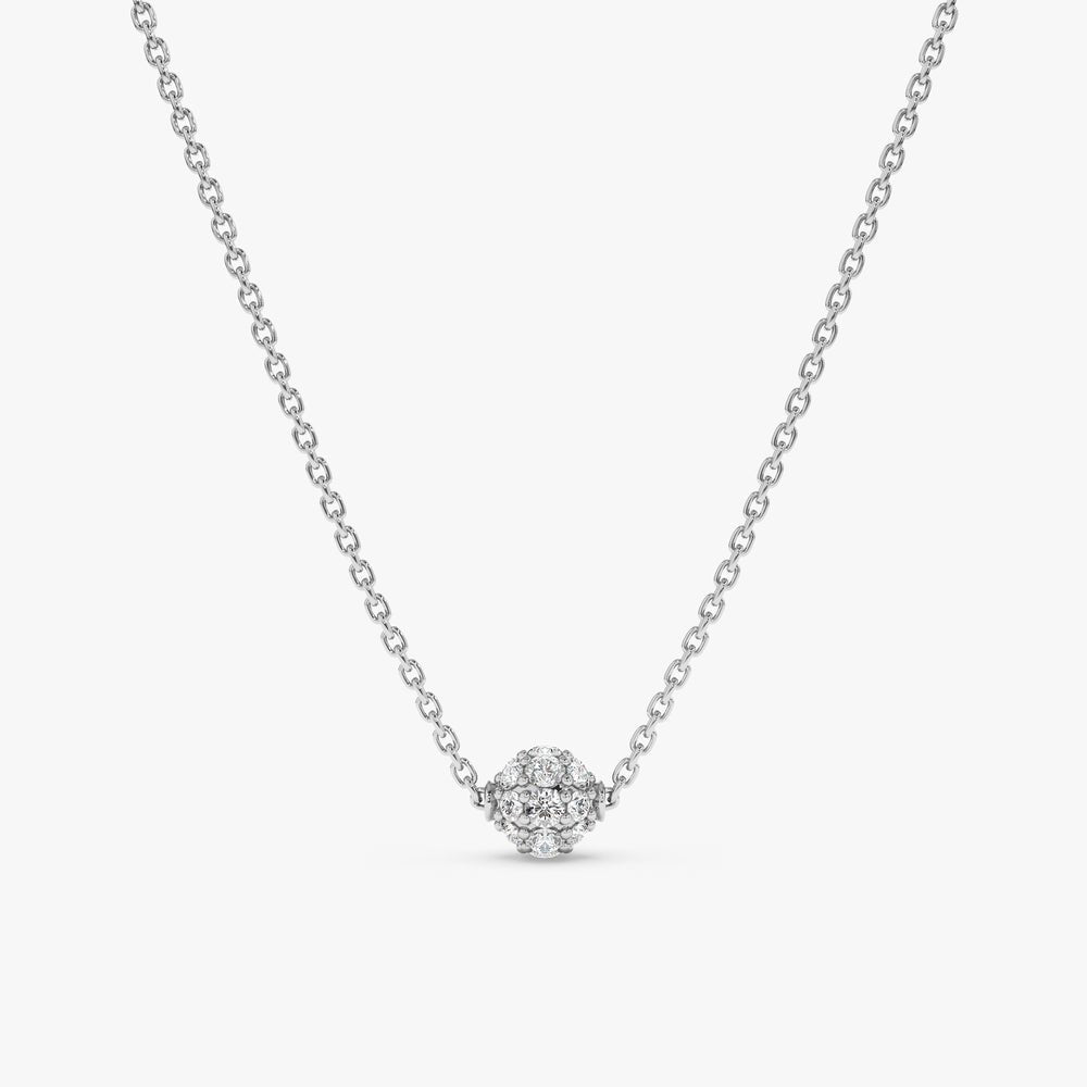 Solid Gold Diamond Ball Necklace