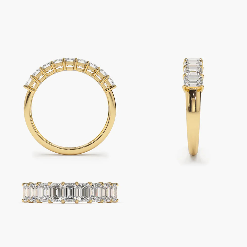 Solid Gold 1 Carat Emerald Cut Diamond Wedding Band