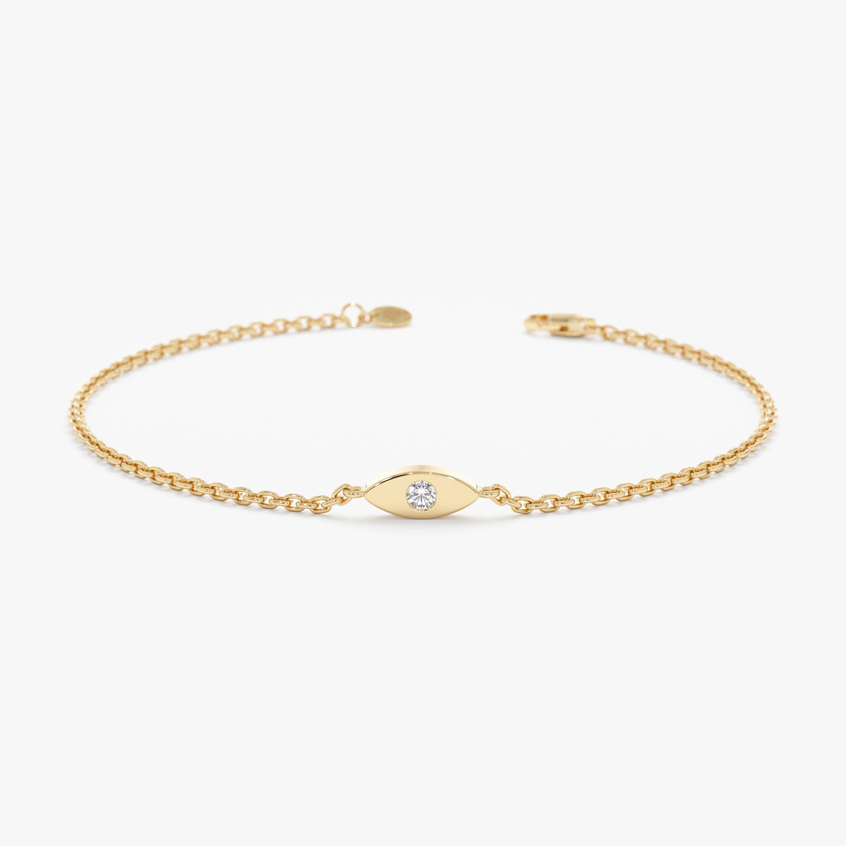 Solid Gold Single Diamond Evil Eye Bracelet