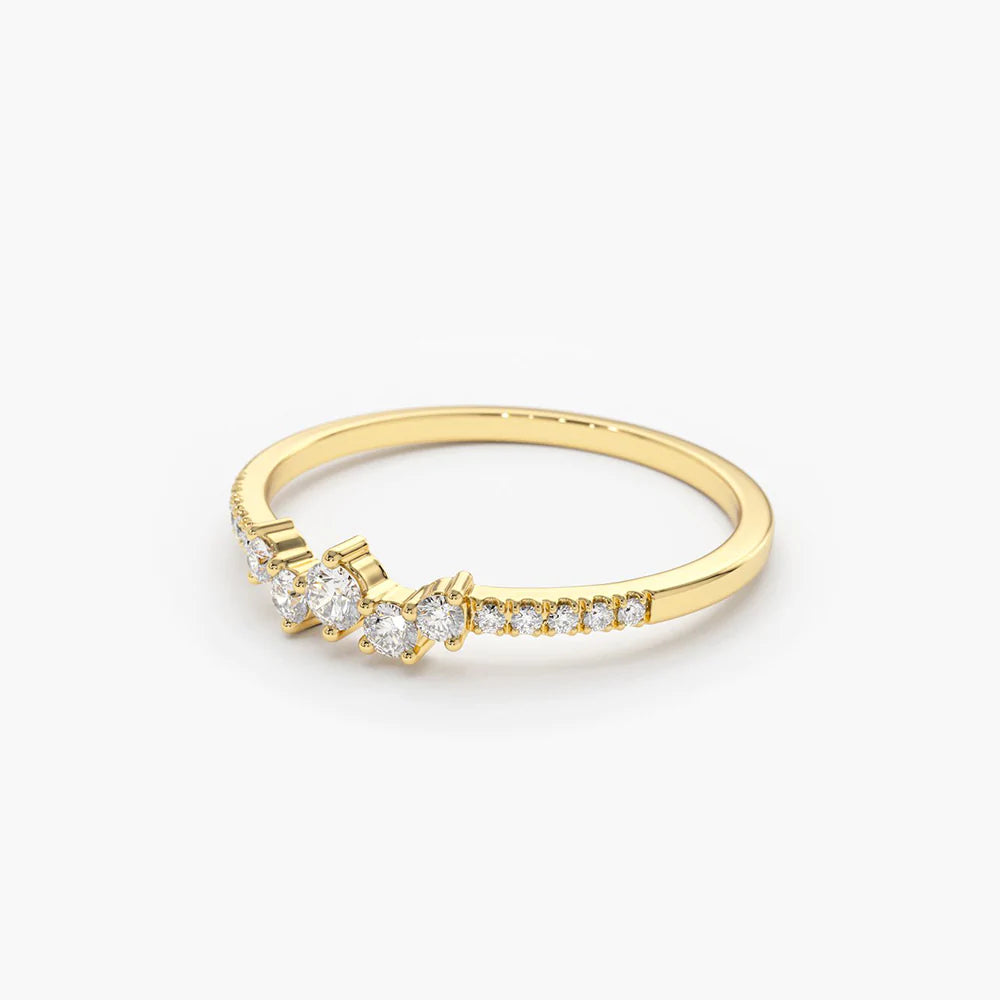 Solid Gold Bridal Diamond Cluster Ring