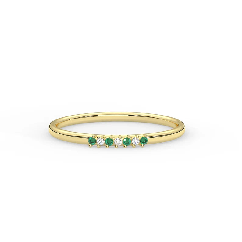 Solid Gold Emerald Wedding Ring