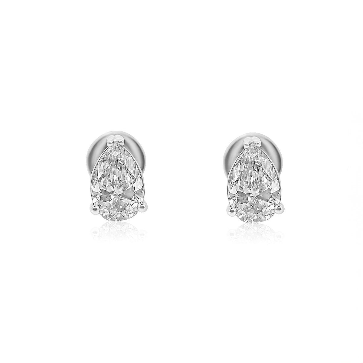 Solid Gold Lab Grown Diamond Pear Prong Stud Earrings