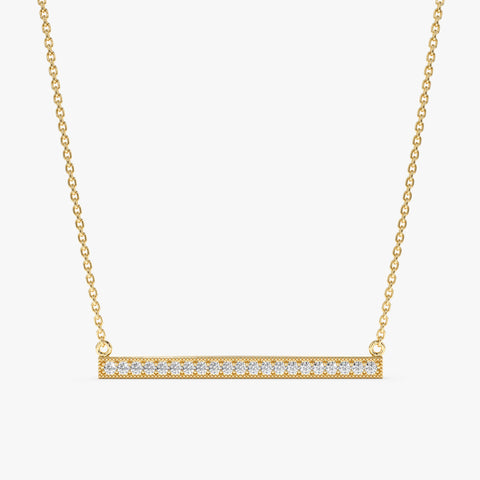 Solid Gold Long Diamond Bar Necklace (6EF416)