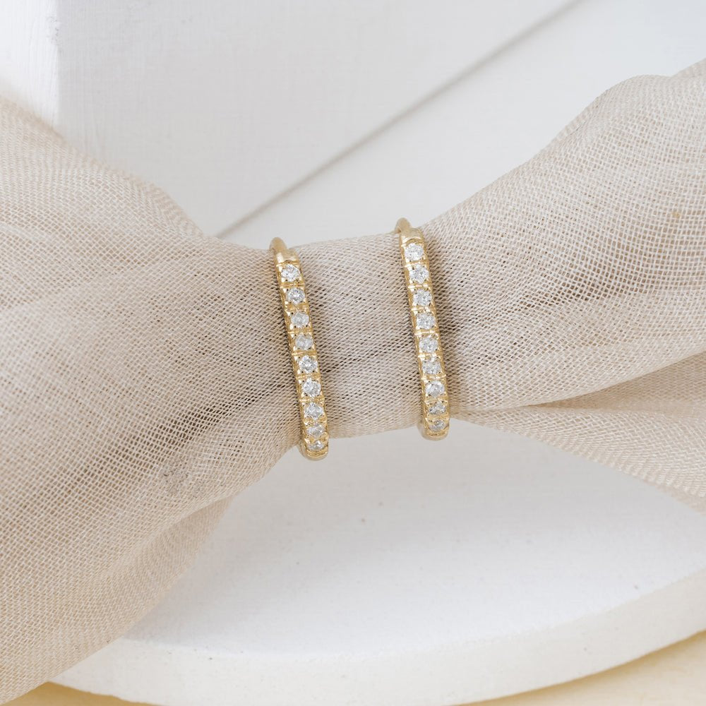 Solid Gold U-Shaped Thin Diamond Hoops
