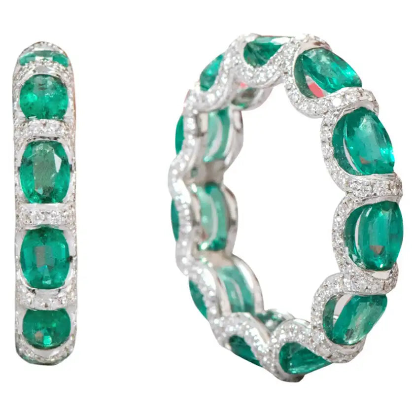 Solid Gold Natural Emerald and Diamond Eternity Band