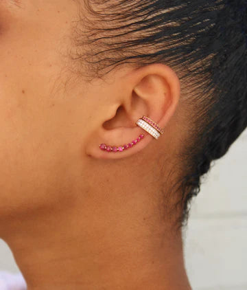 Solid Gold Two-Row Diamond Ear Cuff