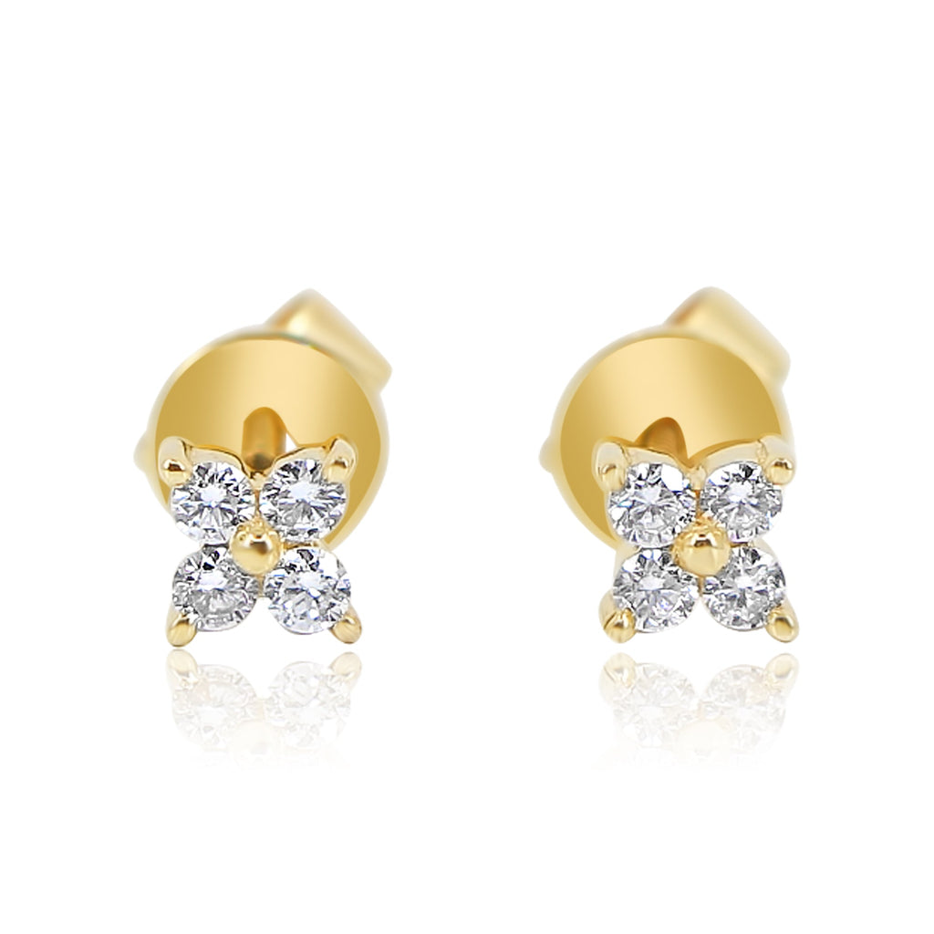 Solid Gold Clover Diamond Stud Earring