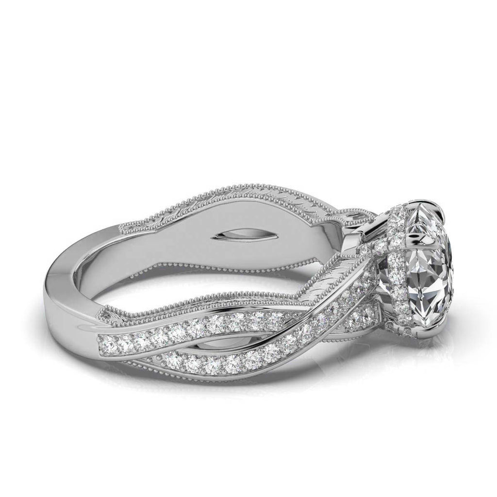Solid Gold Etched Lab Grown Diamond Ring