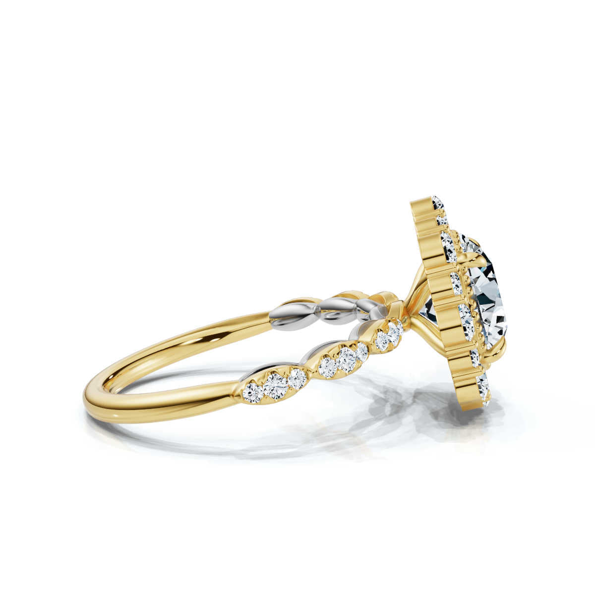 Solid Gold 3 CT Halo Lab Grown Diamond Engagement Ring (4EE027)