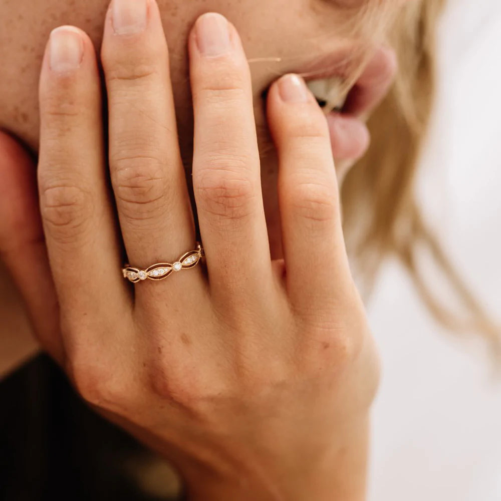Vintage Art Deco Moissanite Eternity Wedding Ring, photo 5