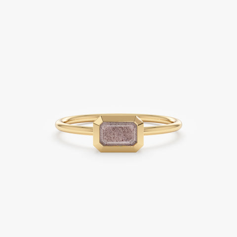 Solid Gold Octagon Labradorite Ring (E28DC3)