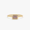 Solid Gold Octagon Labradorite Ring (E28DC3)