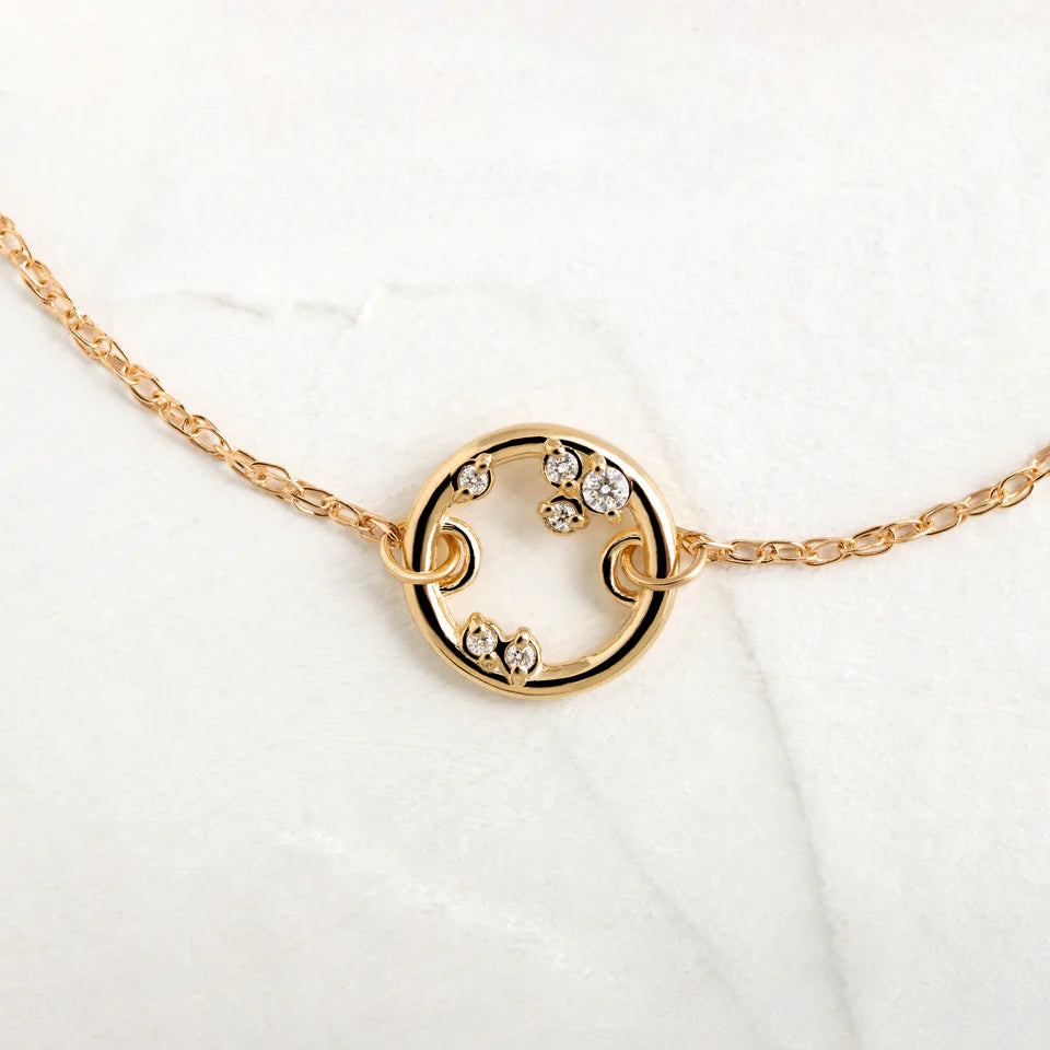 Solid Gold Petite Natural Diamond Satellite Bracelet