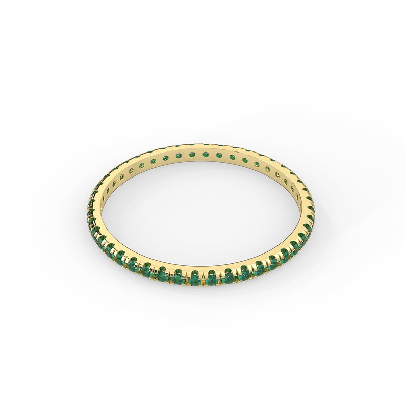Solid Gold 0.35 ctw Natural Emerald full Eternity Band