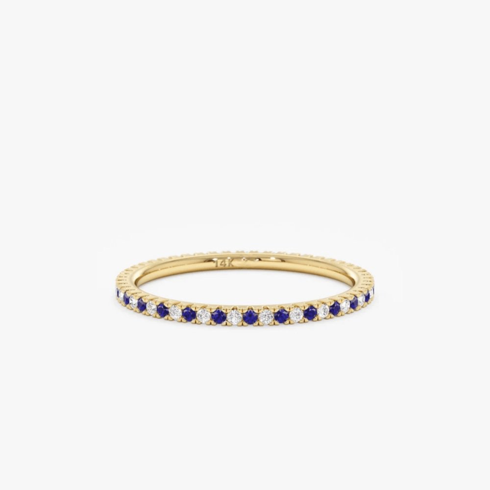 Solid Gold Sapphire and Diamond Eternity Ring (2C39D9)
