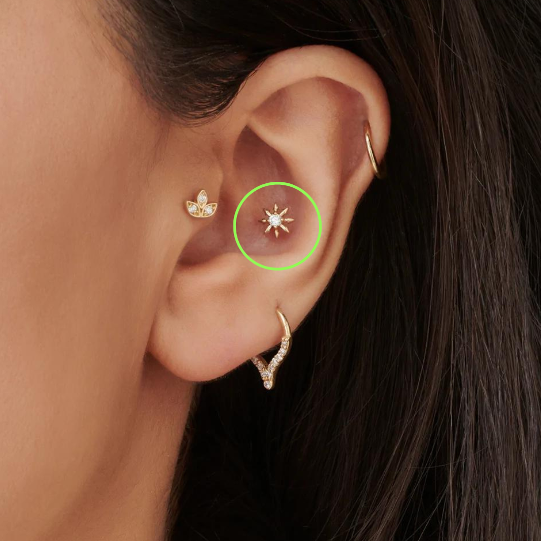 Solid Gold Star Diamond Helix Piercing