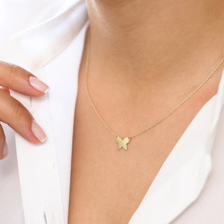 Solid Gold Butterfly Necklace