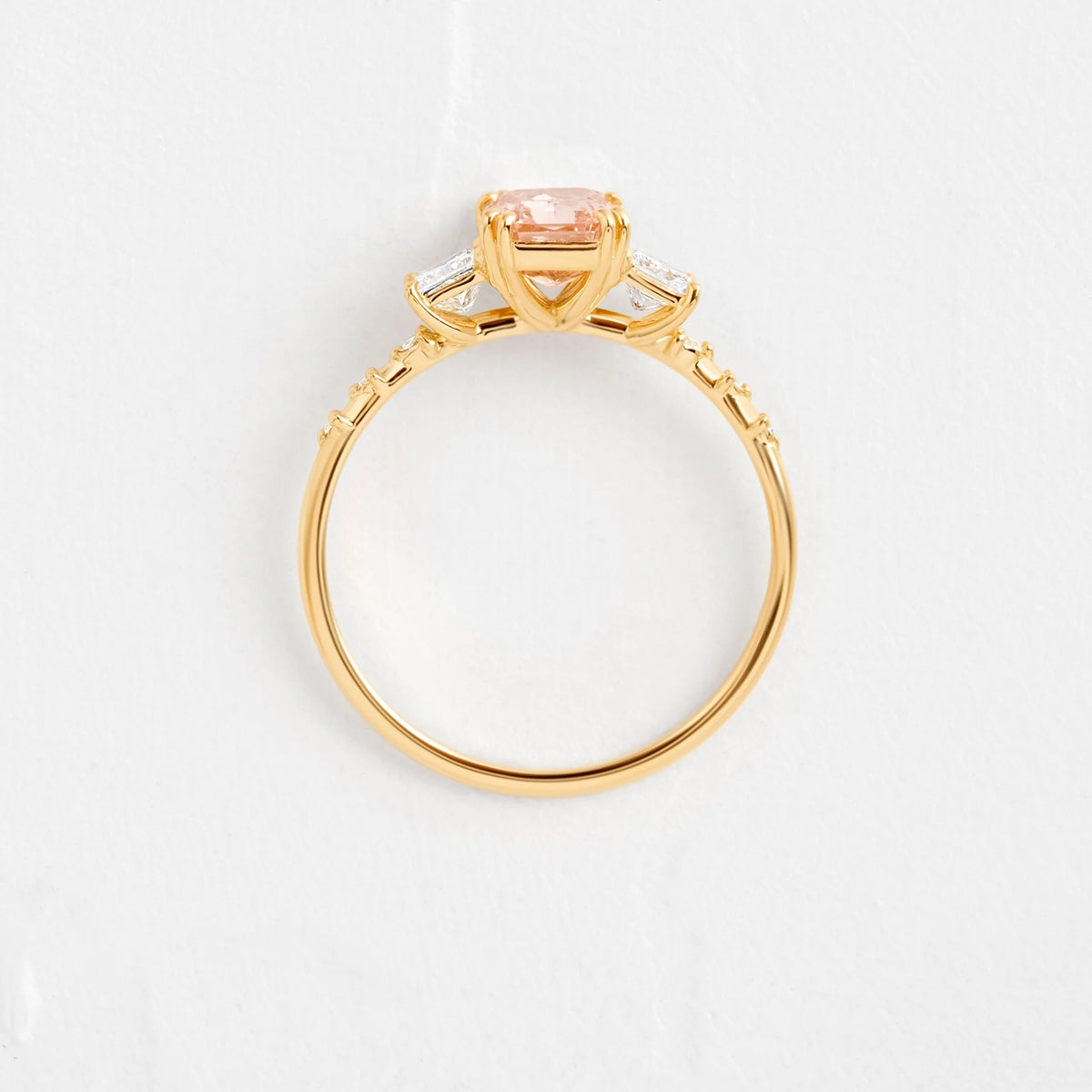 Solid Gold Turning Point Ring, 1.23ct. Moissanite Pink Diamond Ring