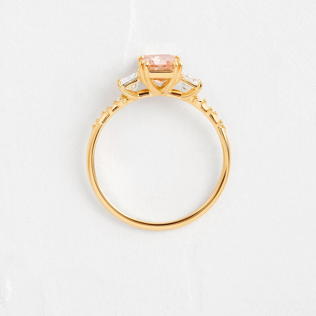 Solid Gold Turning Point Ring, 1.23ct. Moissanite Pink Diamond