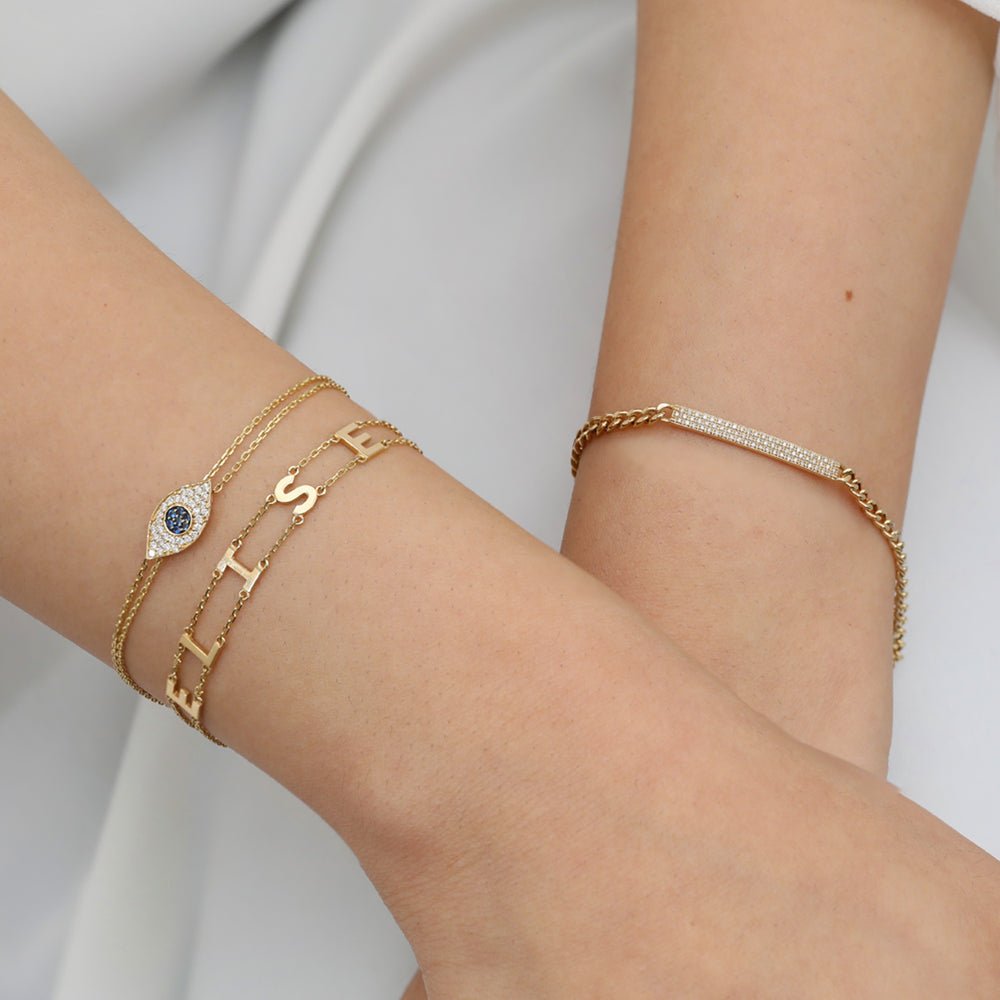 Solid Gold Bold Sapphire & Diamond Eye Bracelet