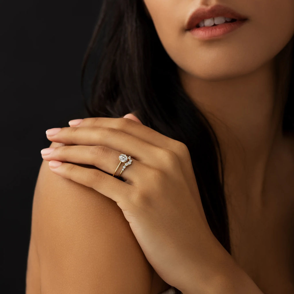 Solid Gold 2 CT Threaded Ring, Round Cut Moissanite Diamond