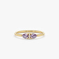 18K Solid Gold Diamond and Amethyst Art Deco Ring