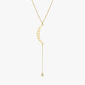 Solid Gold Crescent Diamond Lariat Necklace (F2596E)