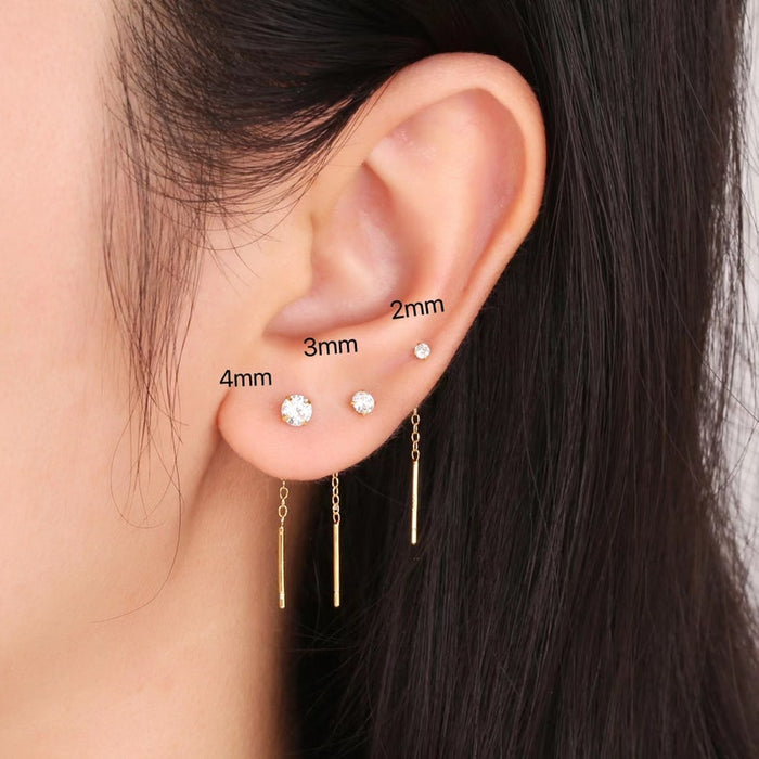 Solid Gold Minimalist Diamond Earring
