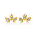 Solid Gold Diamond Trio Petal Flat Back Earring