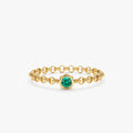 Solid Gold Emerald Chain Ring (483BDD)