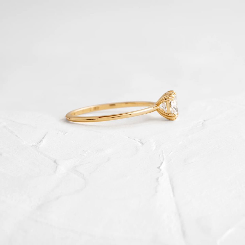 Solid Gold Threaded Ring, 0.5ct Rectangular Cushion Cut Diamond