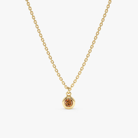 Solid Gold Solitaire Citrine Pendant Necklace (7458C3)