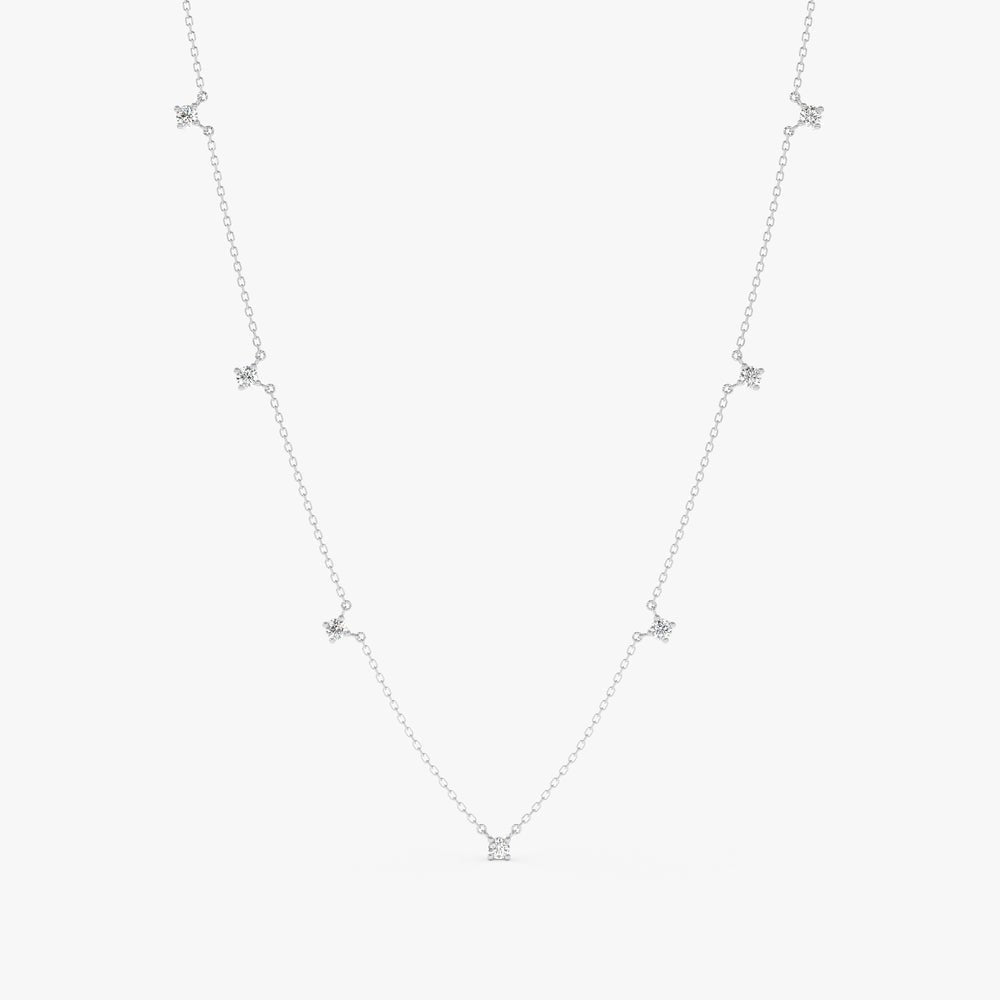 Solid Gold Dainty Diamond Station Necklace (A0CB9C)