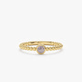 Solid Gold Beaded Band Labradorite Ring