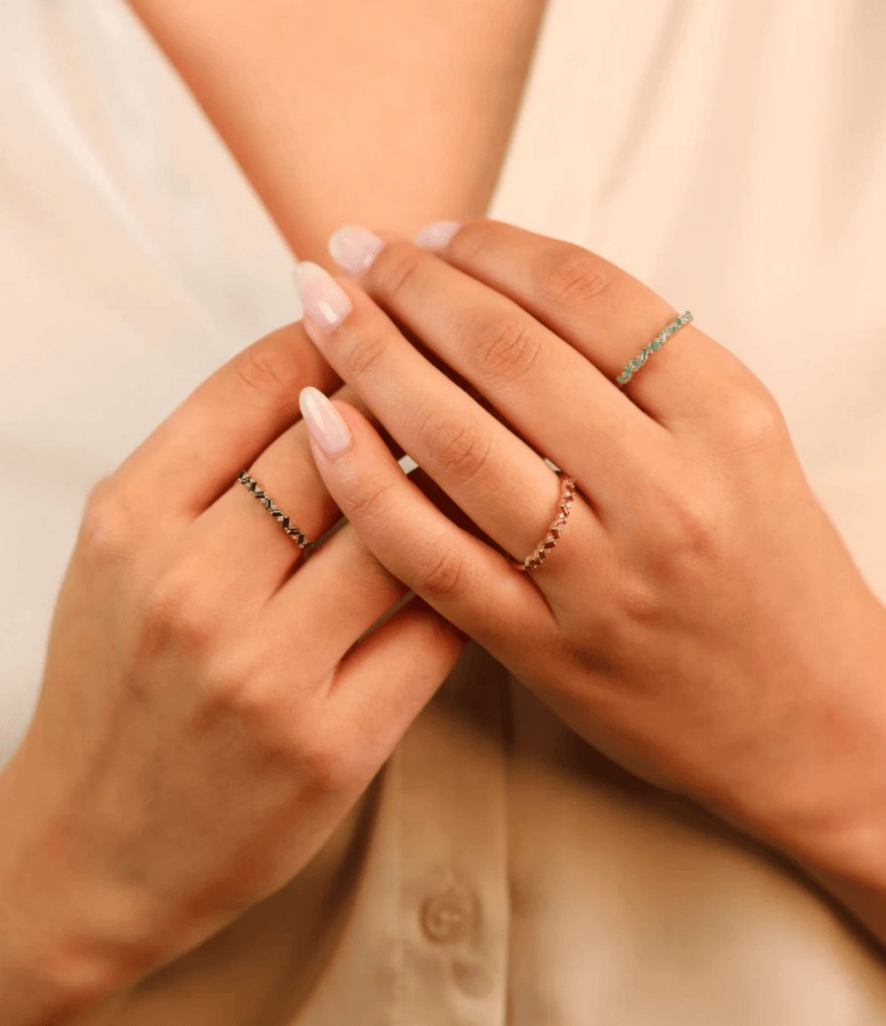 Solid Gold Sapphire and Diamond Garland Ring (E2A502)