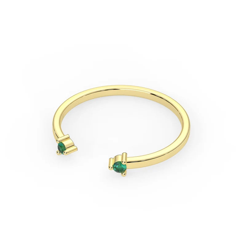 Solid Gold Natural Emerald Cuff Ring