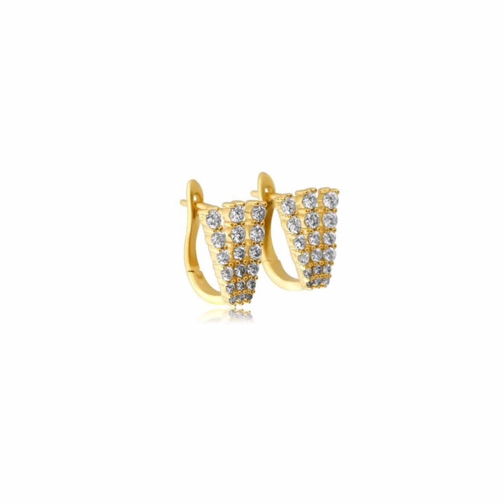 Solid Gold Diamond Triple Bar Cage Earring