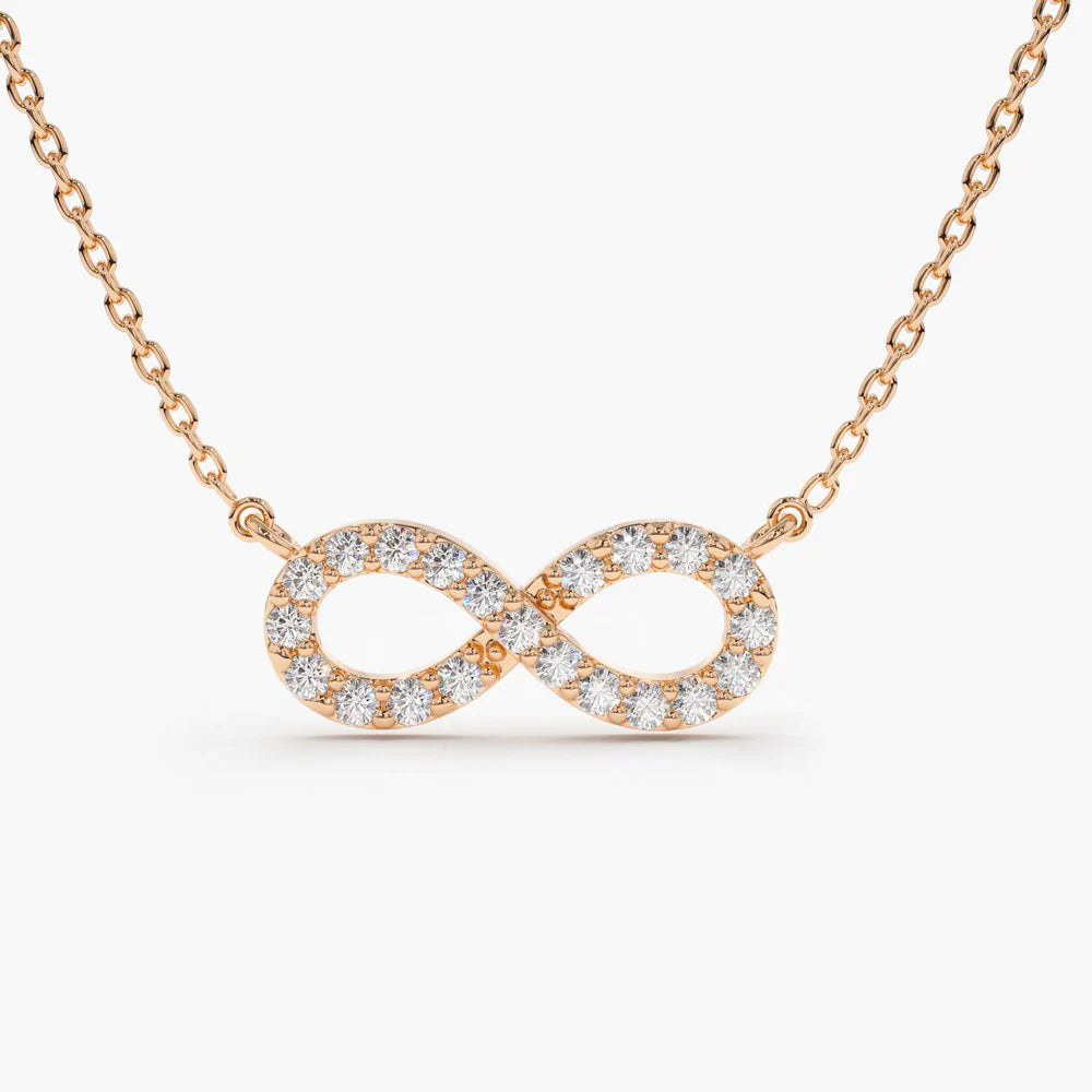 Solid Gold Diamond Infinity Necklace